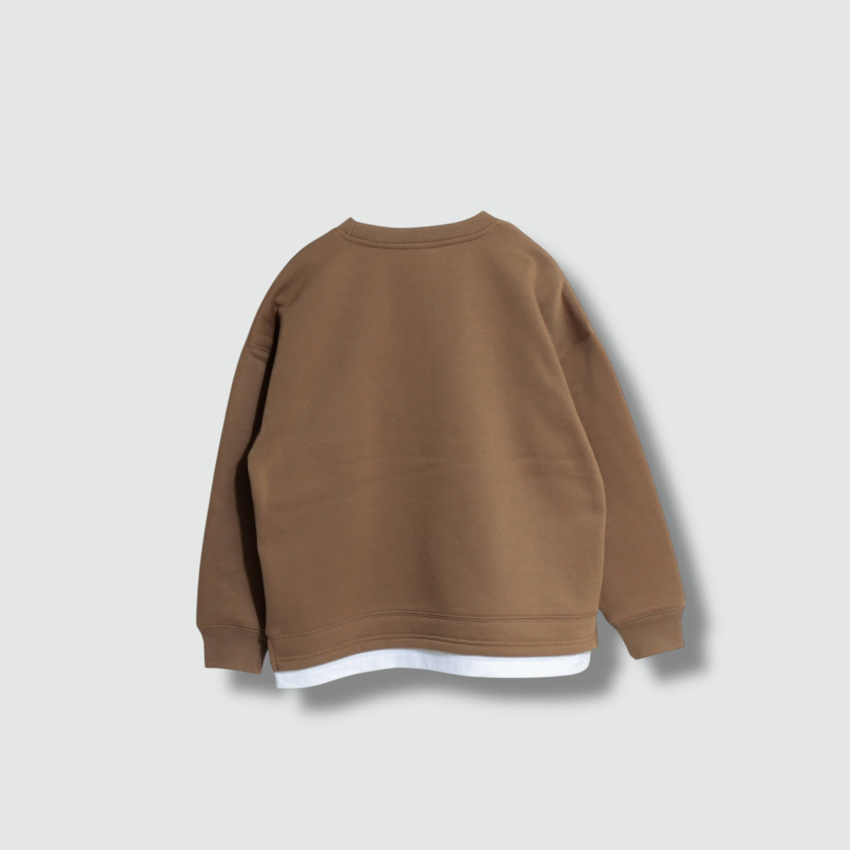 裾フェイクレイヤード 胸ポケット 裏起毛トレーナー